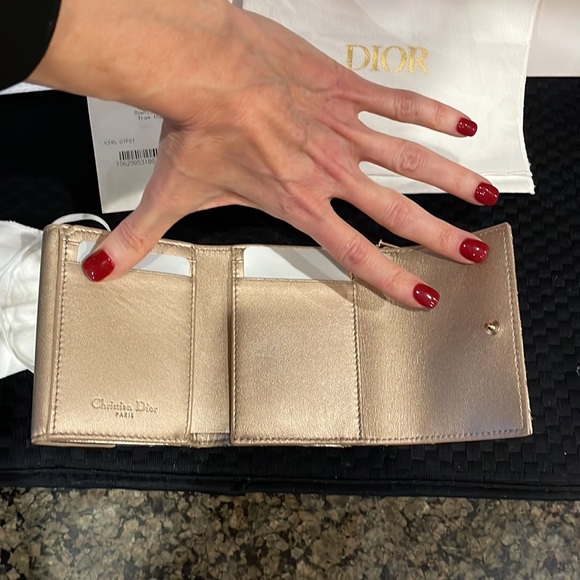 NIB Lady Dior Lotus Wallet in Metallic Gold - Picture 7 of 16